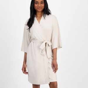Ugg 3/4 Sleeve Peached Knit Monrose Robe- Heather Oatmeal